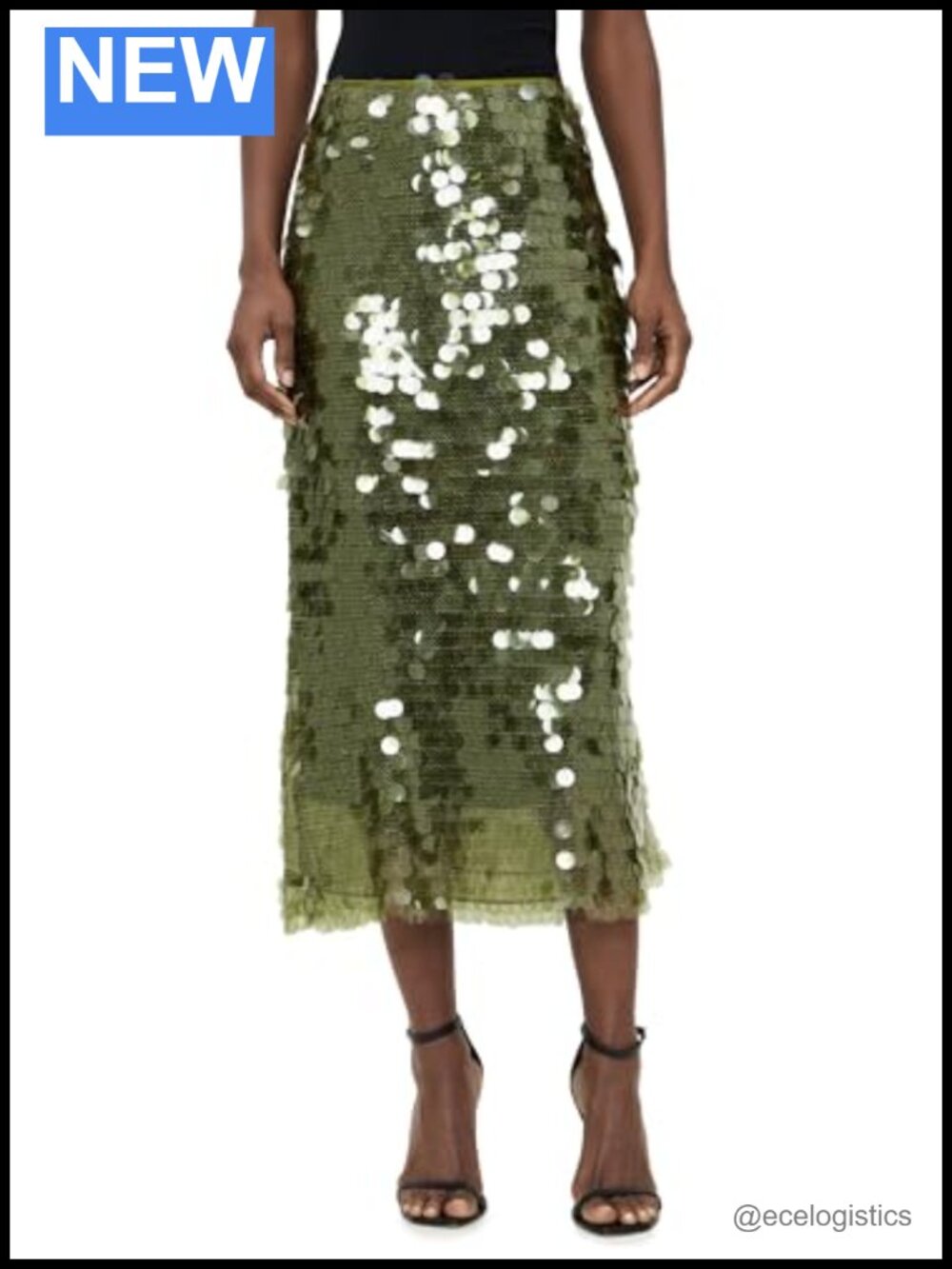 Sequin Midi Skirt High Rise Formal Party Cocktail
